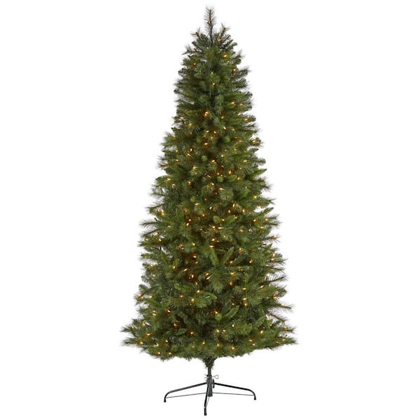 7.5 ft. Pre-Lit Slim West Virginia Mountain Pine Artificial Christmas Tree with 450-Clear Lights
