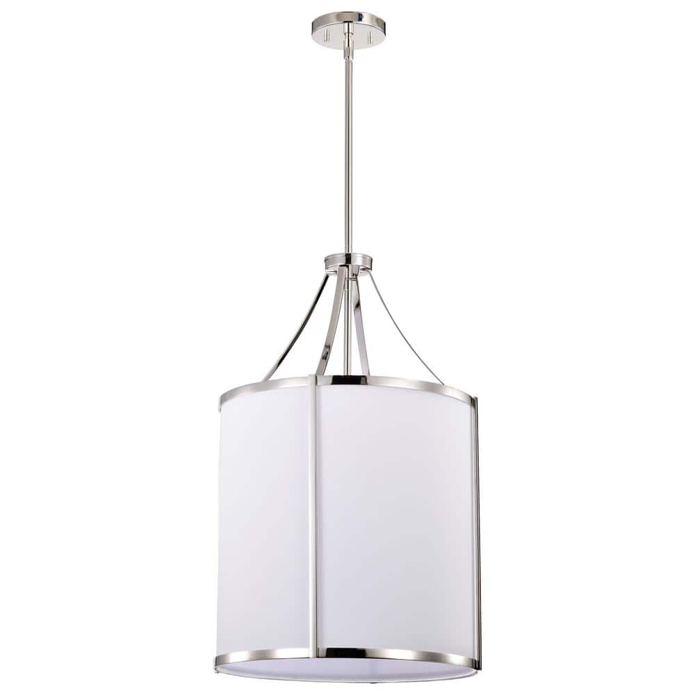Easton 300-Watt 3-Light Polished Nickel Shaded Pendant Light with White Linen Shade, No Bulbs Included price history on PriceWatchPro