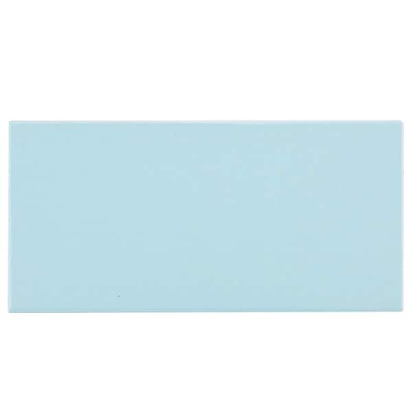Piscina Brick Glossy Light Blue 4-3/4 in. x 9-5/8 in. Porcelain Floor and Wall Take Home Tile Sample