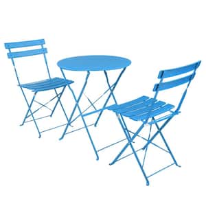 3-Piece Metal Indoor/Outdoor Bistro Set Folding Table and Chairs