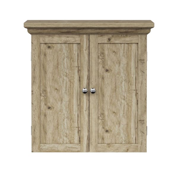 Teamson Home Stratford 22.24 in D x 7.99 in W x 24.02 in H Bathroom Storage Wall Cabinet in Light Oak