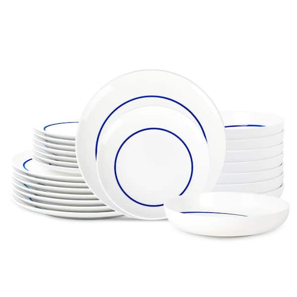 STONE LAIN Luna 24-Piece Blue Porcelain Dinnerware Set (Service for 8)