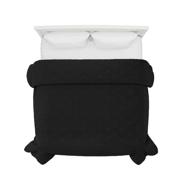 Unbranded 100% Polyester Black King Size Quilt Coverlet Basket Weave Quilted Lightweight Bedding
