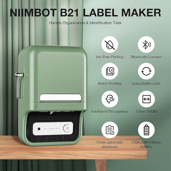 NIIMBOT B21 Label Maker Machine, 2 inches Label Printer Retro Wireless  Thermal Sticker Printer (Black) 