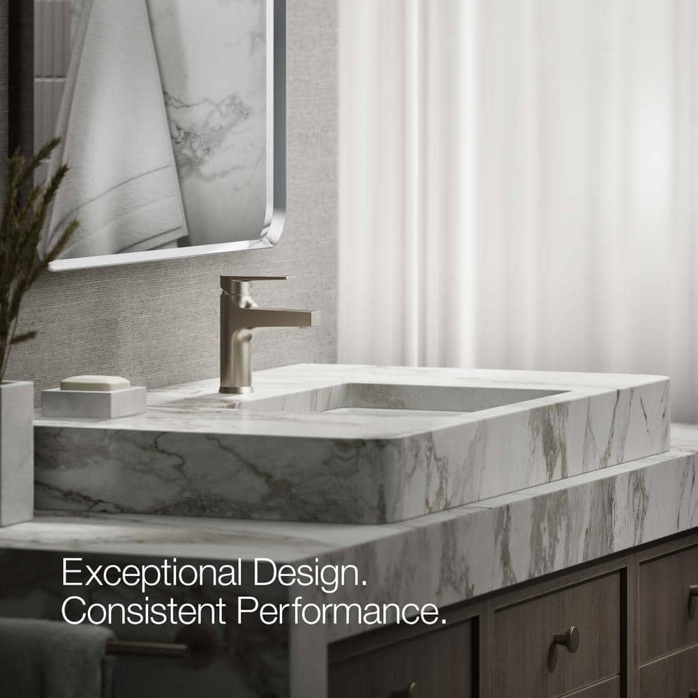 Taut Transitional Single-Handle Low-Arc Faucet in Vibrant Brushed Nickel