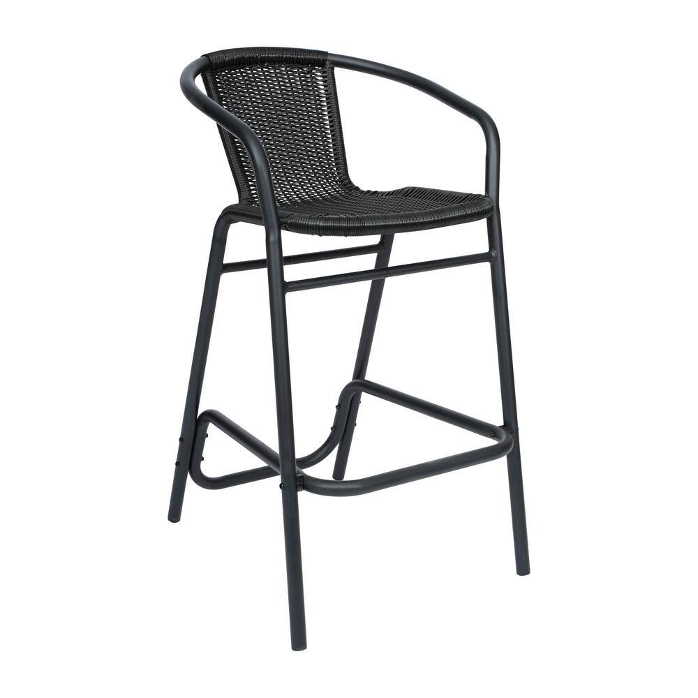 TAYLOR + LOGAN Limoges Black Metal Outdoor Bar Stool 2Pack PA5320652