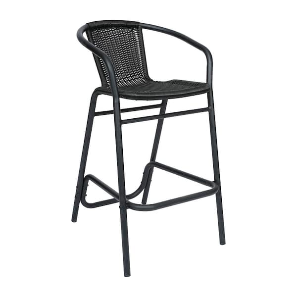 TAYLOR + LOGAN Limoges Black Metal Outdoor Bar Stool 2-Pack