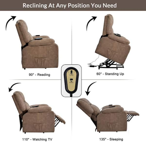 Lucklife Brown Power Lift Recliner Chairs for Elderly with Heated Massage, Lumbar  Pillow HD-H1150-BROWN-KD - The Home Depot