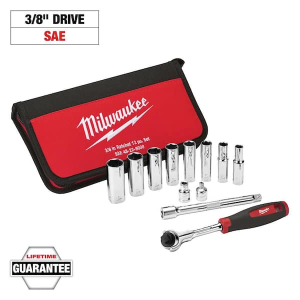 3/8 in. Drive SAE Ratchet & Socket Set (12-Piece)