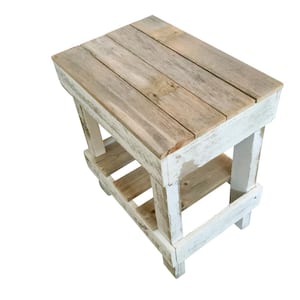 Natural and White Pine Reclaimed Wood Slim End Table, 19" wide