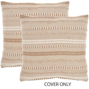 Lifestyles Beige Striped 18 in. x 18 in. Throw Pillow