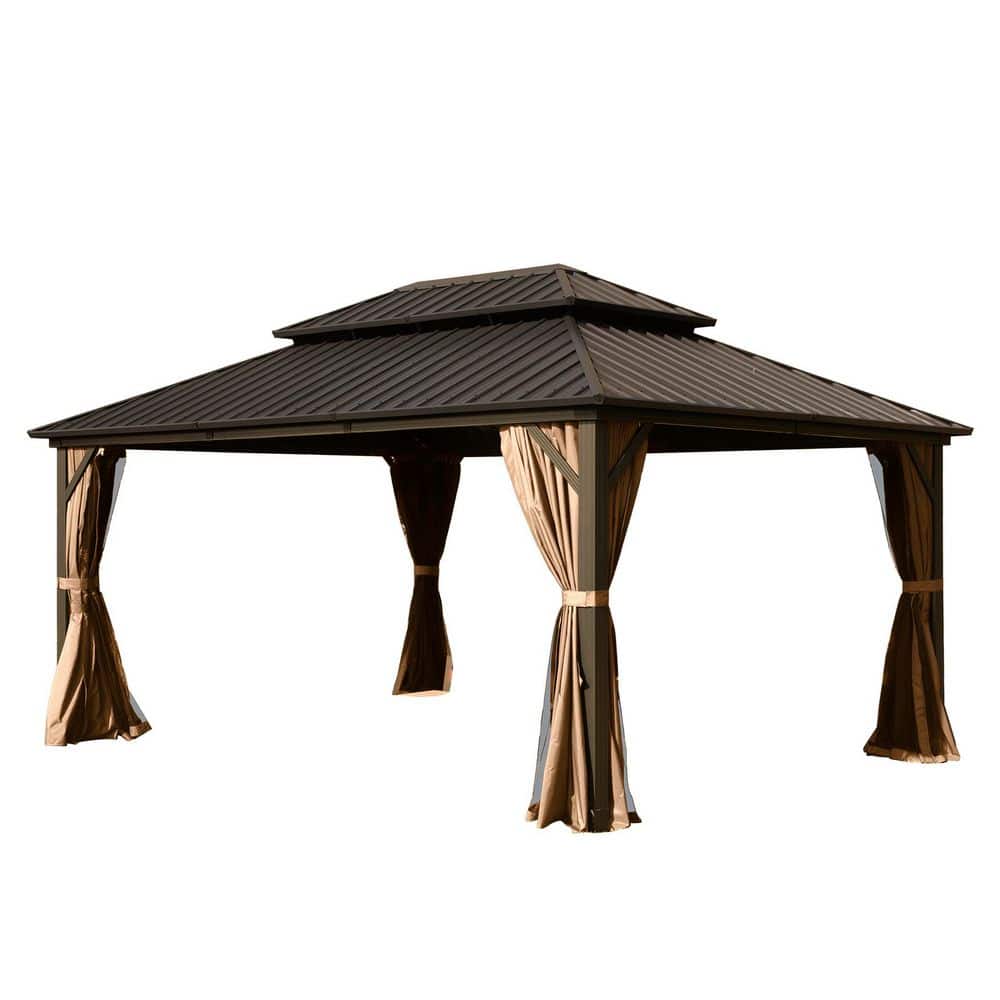 10 ft. x 12 ft. Hardtop Gazebo Permanent Metal Gazebo with Galvanized Steel Double Roof price history on PriceWatchPro