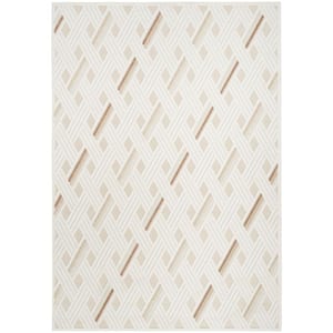 Casual Ivory Beige 4 ft. x 6 ft. Abstract Contemporary Area Rug