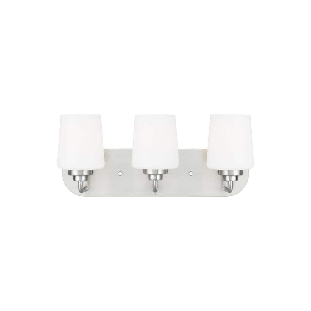 Windom Transitional 3-Light Vanity in Brushed Nickel with Etched Glass