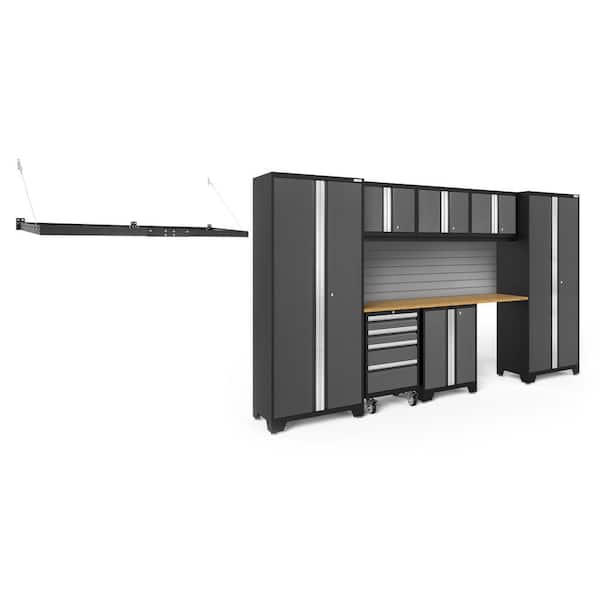 NewAge Products Bold Series 132 in. W x 76.75 in. H x 18 in. D 24-Gauge Steel Garage Cabinet Set in Gray (8-Piece)