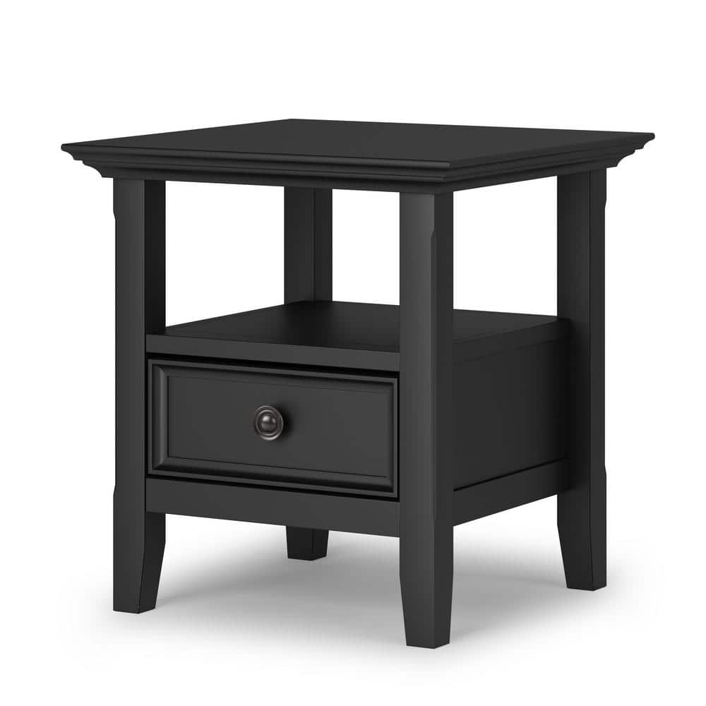 Amherst 19" Square Black Solid Wood End Table with Storage