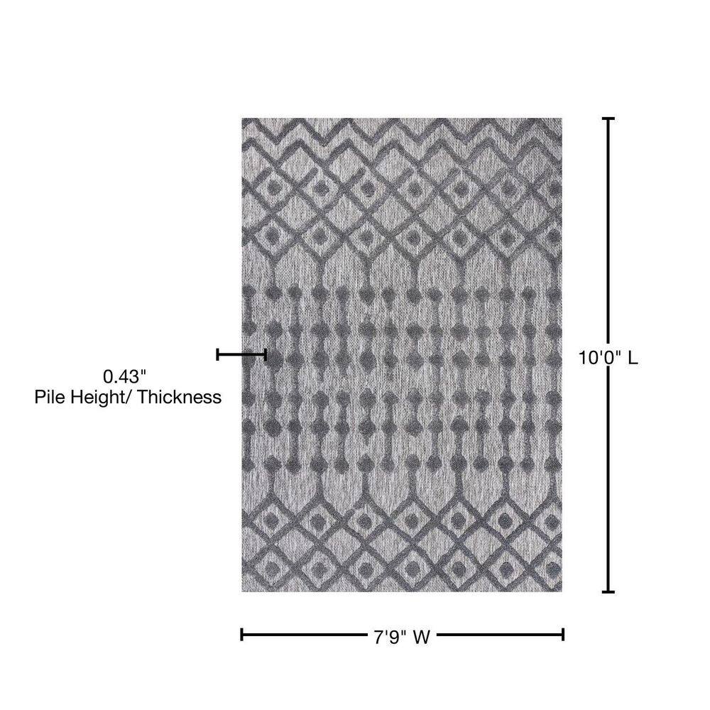 Handmade Reversible Dark Gray Geometric 8' x 10' Synthetic Area Rug