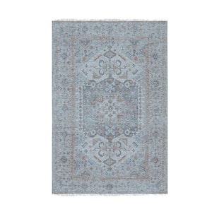 6 ft. x 9 ft. Ivory Elegant and Durable Hand Knotted Luxurious Classic Heriz Serapi Rectangle Wool Area Rugs