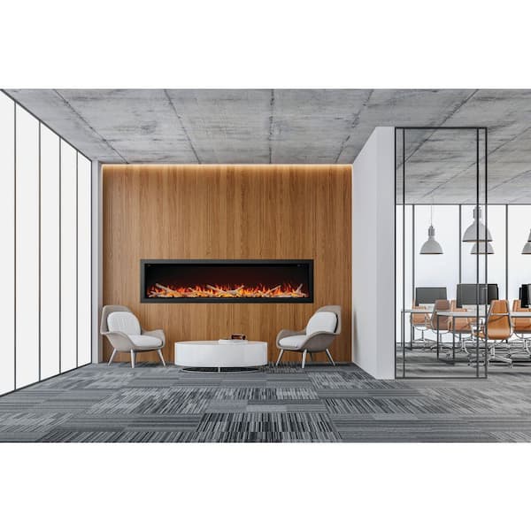Astound 96 in Wall Mount Built-In Electric Fireplace in Black