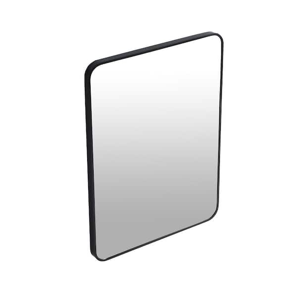 24 in. W x 32 in. H Rectangular Metal Framed Wall Bathroom Vanity Mirror in Matte Black