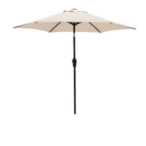 7.5 ft. Steel Outdoor Market Patio UV Resistant Umbrella, in Beige Color, with Push Button Tilt Crank