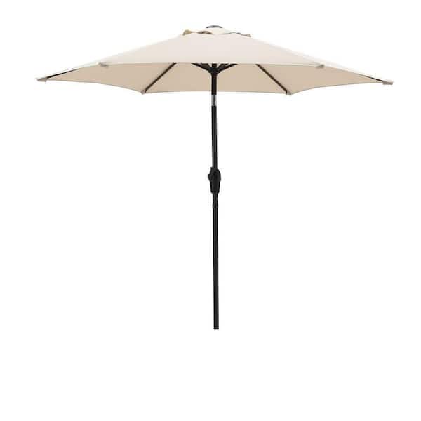 Unbranded 7.5 ft. Steel Outdoor Market Patio UV Resistant Umbrella, in Beige Color, with Push Button Tilt Crank