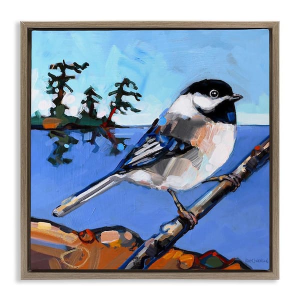 Stupell Industries Swallow Bird Perched by Adam Swanson Brown Floater Frame Animal Graphic Art Print 25 in. x 25 in.