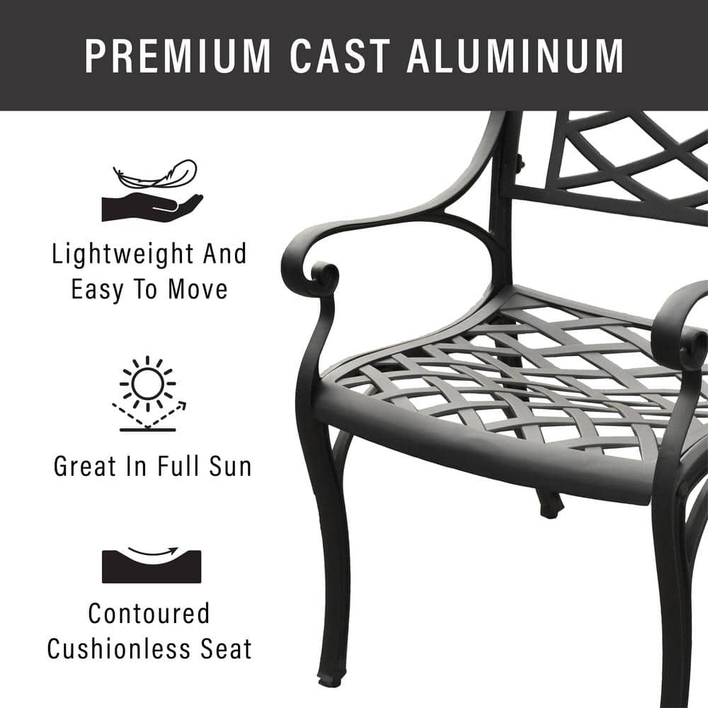 Sedona Black Cast Aluminum 5-Piece Round Patio Dining Set