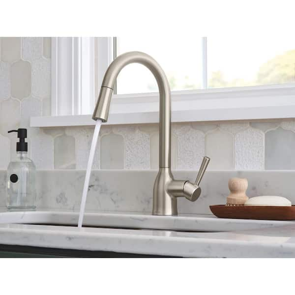 MOENnBrecklyn Single Handle Pull Out Sprayer Kitchen Faucet w Power buy Clean White