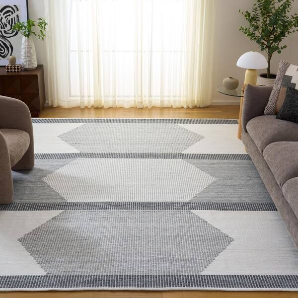 Kilim 8 ft. x 10 ft. Light Gray/Ivory Tribal Area Rug