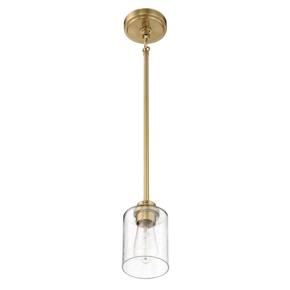 Elegant Mini Pendant Light in Satin Brass with Glass Shade