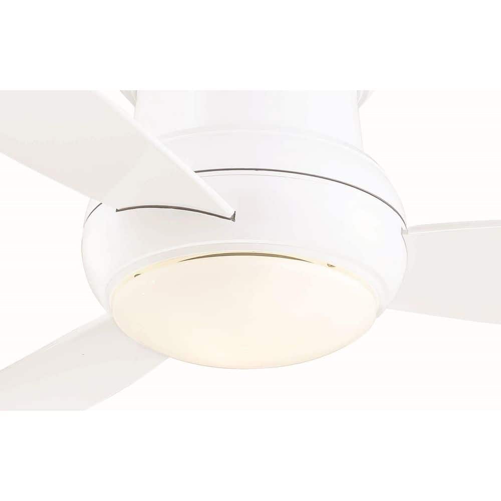 52" White Low Profile LED Ceiling Fan with Remote and Light