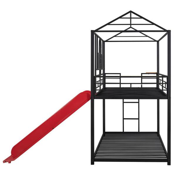 Harper & Bright Designs Red Twin over Twin Metal House Bunk