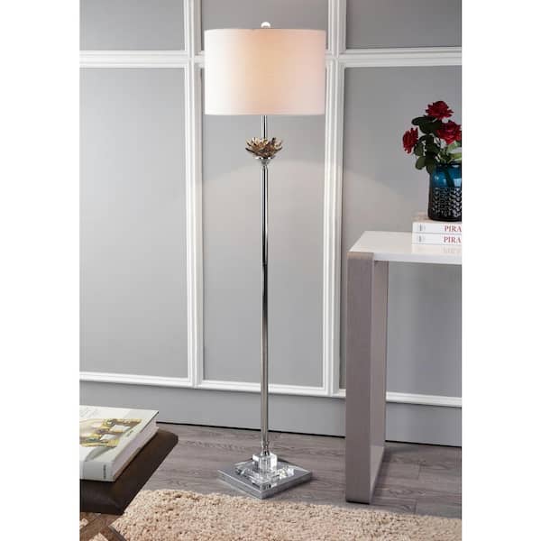 Amelia Lotus 59 in. Smoking Grey/Chrome Crystal/ Metal Floor Lamp