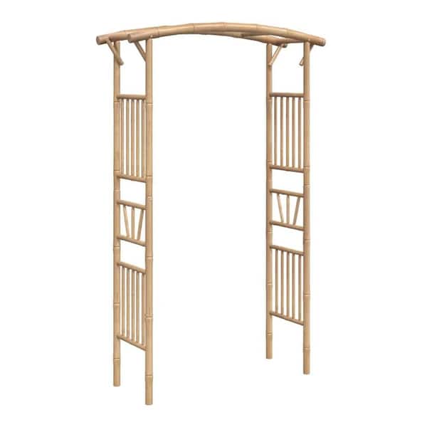 Oyezvary 73.6 in. x 46.5 in. Bamboo Rose Arch Arbor with Sturdy Frame and Weather-Resistant Patio Yard and Outdoor Décor Brown