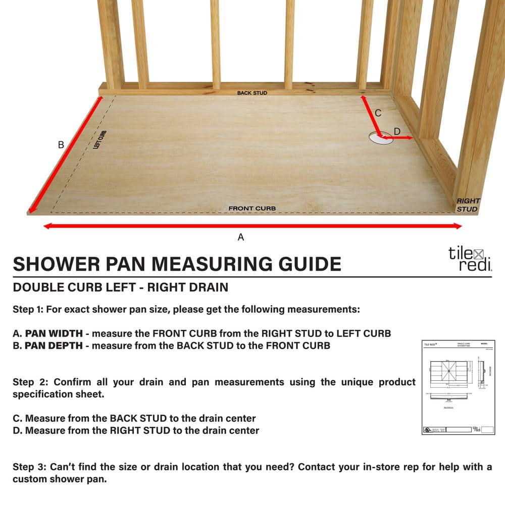 36" x 36" Black Polyurethane Double Threshold Shower Base