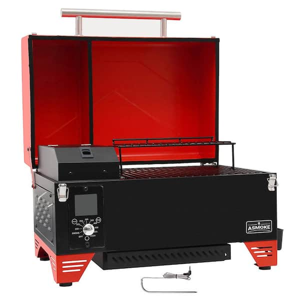 Portable Wood Pellet Grill and Smoker 256 sq. in. ASCA System and meat probe in Burgundy