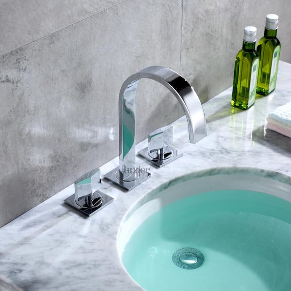 Luxier Widespread 2 Handle Contemporary Bathroom Vanity Sink Lavatory Faucet, Contemporary Vanity Sinks