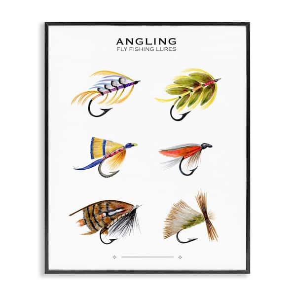 Angling Fly Fishing Lures by Brett Blumenthal Black Framed Sports Giclee Art Print 14 in. x 11 in.