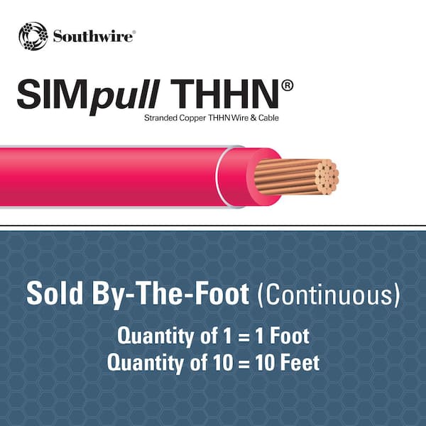 (By-the-Foot) 6 Red Stranded CU SIMpull THHN Wire