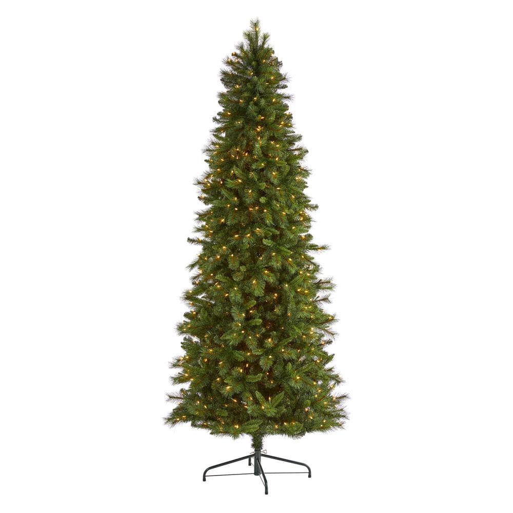 9 ft. Pre-Lit Slim West Virginia Mountain Pine Artificial Christmas Tree with 600 Clear Lights