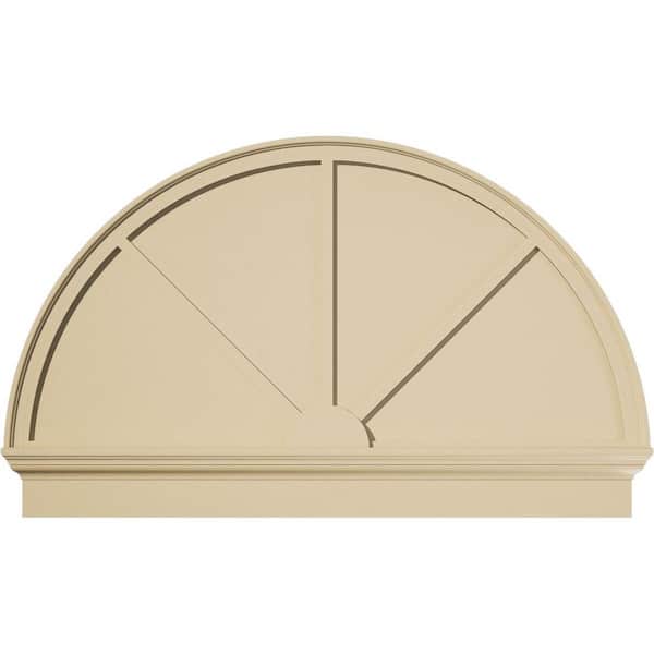 Ekena Millwork 52-in W x 32-3/4-in H x 2-3/4-in P Half Round 3 Spoke Signature Urethane Combination Pediment, Primed Tan