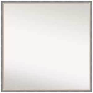 Theo Grey Narrow 27.25 in. x 27.25 in. Non-Beveled Modern Square Wood Framed Wall Mirror in Gray