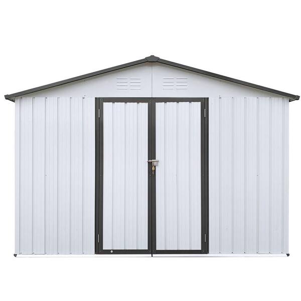 Daheat metal garden sheds 10 ft x 12 ft outdoor storage sheds white