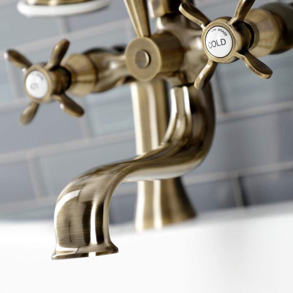 Antique Brass Deck Mount Clawfoot Tub Faucet with Hand Shower