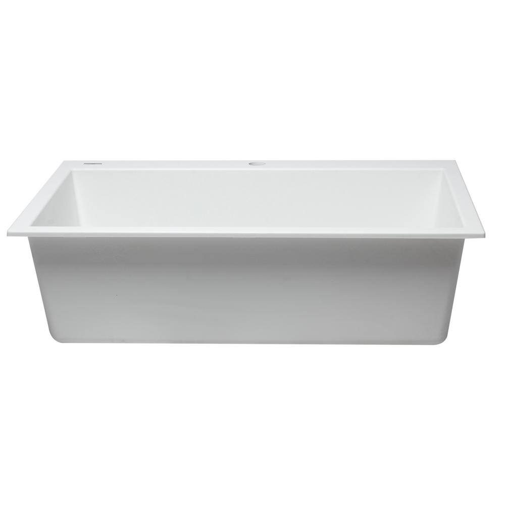 33'' White Granite Single Bowl Drop-In Kitchen Sink