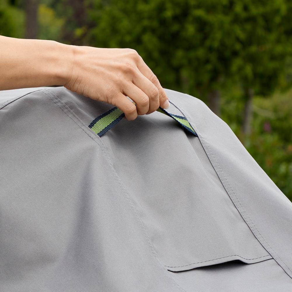 Gray Waterproof Outdoor Patio Sofa Cover with Sporty Webbed Accent