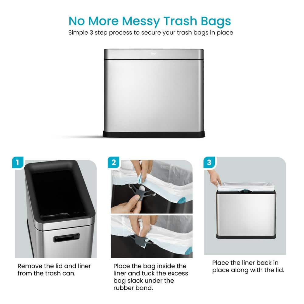 Slim Stainless Steel Open Top Trash Can for Commercial Use
