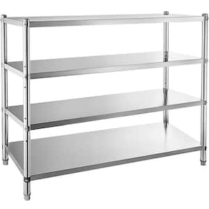 Stainless Steel Kitchen Prep Table 60 in. x 18.5 in. 4-Tier Adjustable Shelf Storage Unit Stainless Steel Shelving
