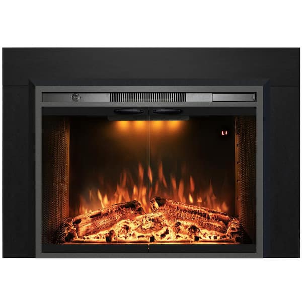 Prismaster ...keeps your home stylish 44.5 in. W x 25.7 in.H W Electric Fireplace Inserts with Trim Kit, 3 Flame Colors, Cracking Sound, Timer, Black
